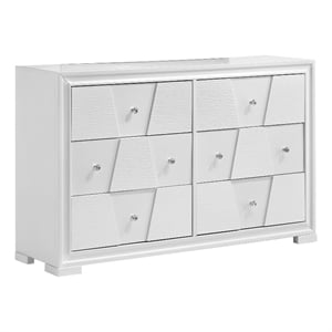 Furniture of America Embud Solid Wood Dovetail 6-Drawer Dresser in White