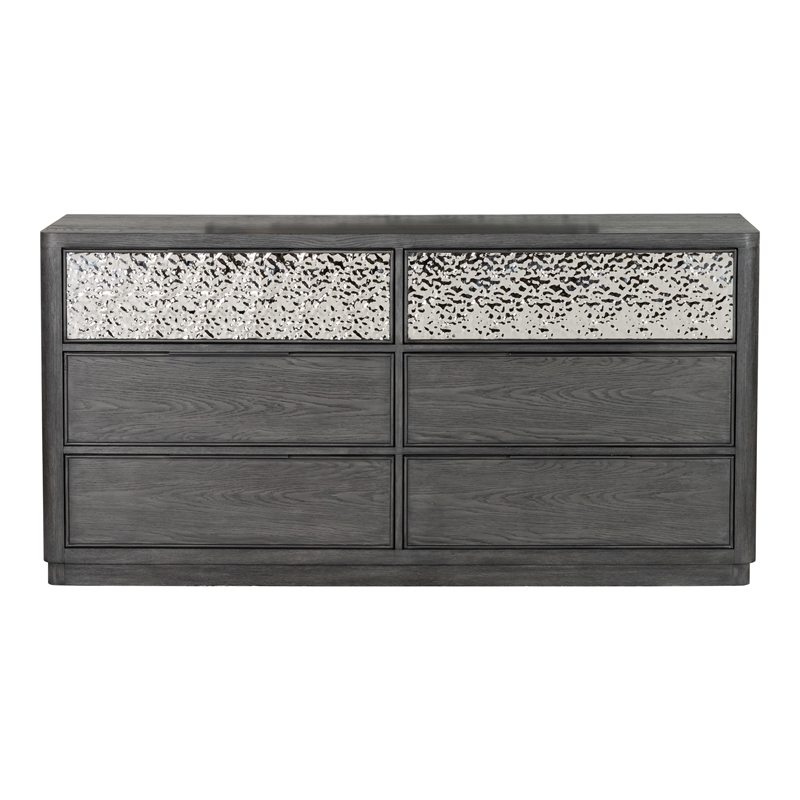 Furniture of America Selyra Solid Wood Dovetail 6-Drawer Dresser in Gray