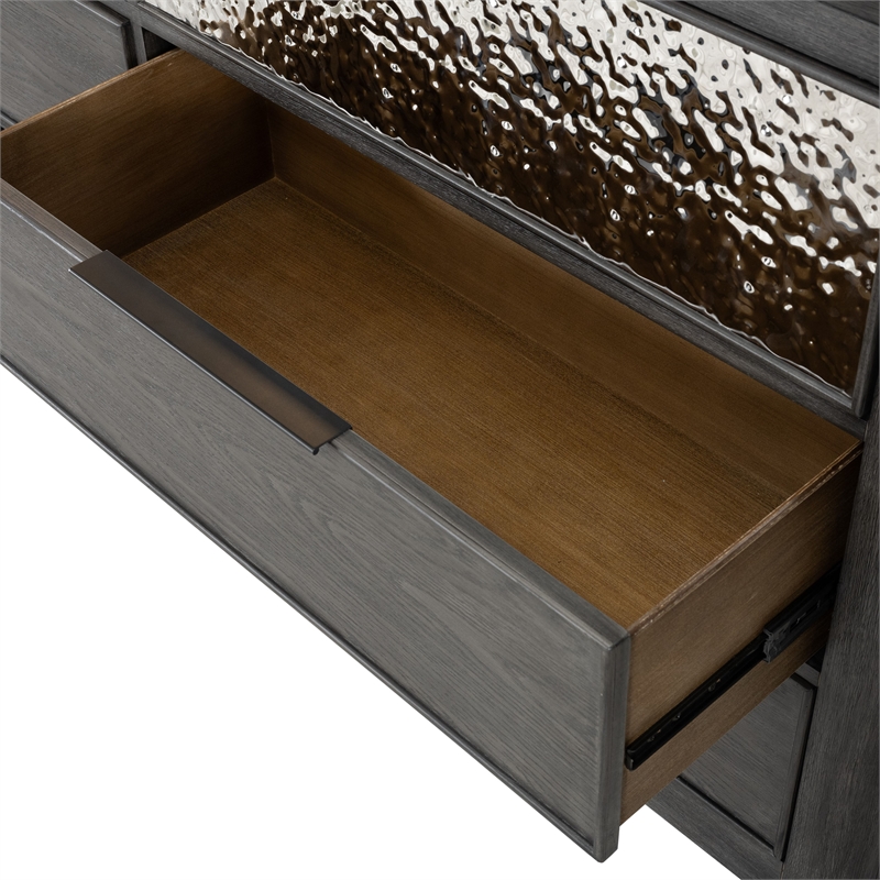 Furniture of America Selyra Solid Wood Dovetail 6-Drawer Dresser in Gray