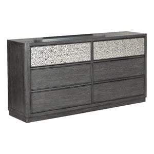 Furniture of America Selyra Solid Wood Dovetail 6-Drawer Dresser in Gray