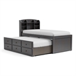 Furniture of America Balthazar Wood USB Ports Storage Twin Captain Bed in Gray