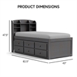 Furniture of America Balthazar Wood USB Ports Storage Twin Captain Bed in Gray