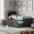 Furniture of America Balthazar Wood USB Ports Storage Twin Captain Bed in Gray