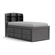 Furniture of America Balthazar Wood USB Ports Storage Twin Captain Bed in Gray