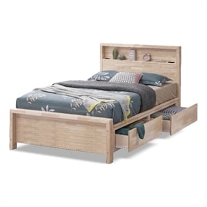 Furniture of America Staun Solid Wood Storage Full Bed with USBs in White