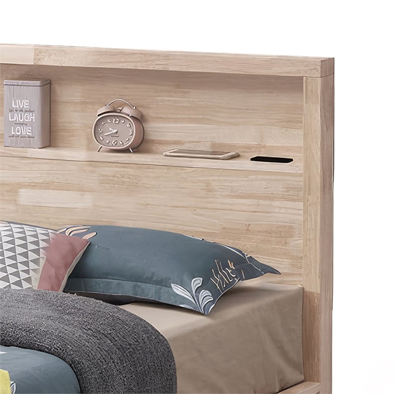 Furniture of America Staun Solid Wood Storage Queen Bed with USBs in White