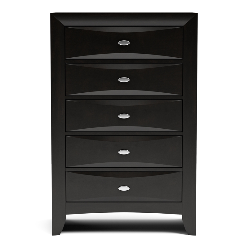 Furniture of America Darius Solid Wood 5-Drawer Chest in Black