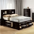 Furniture of America Darius Solid Wood Multi-Storage King Bed in Black