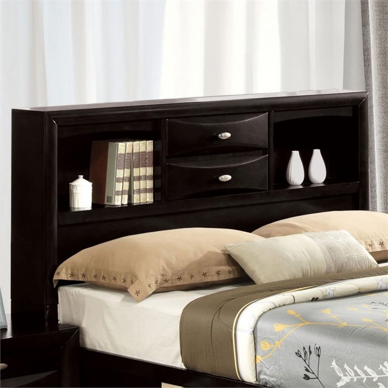 Furniture of America Darius Solid Wood Multi-Storage King Bed in Black
