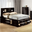Furniture of America Darius Solid Wood Multi-Storage Full Bed in Black