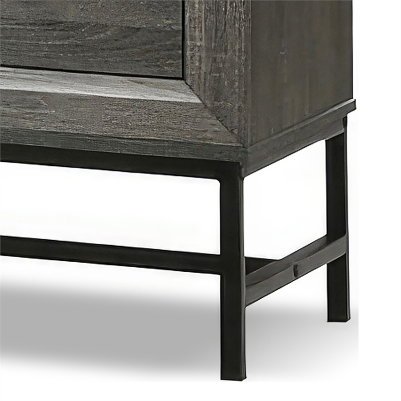 Furniture of America Kindering Wood with Metal Leg 2-Drawer Nightstand in Gray