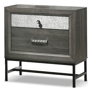 Furniture of America Kindering Wood with Metal Leg 2-Drawer Nightstand in Gray
