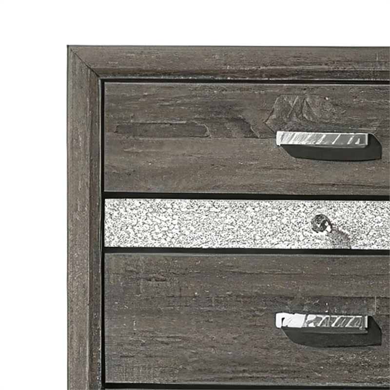 Furniture of America Kindering Wood with Metal Leg 5-Drawer Chest in Gray