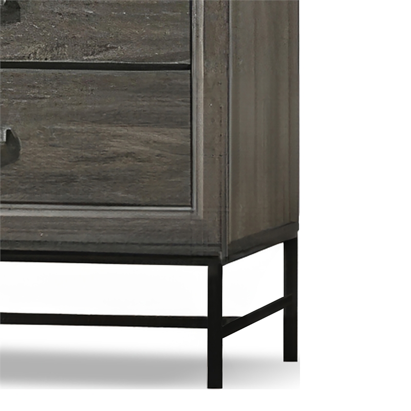 Furniture of America Kindering Wood with Metal Leg 5-Drawer Chest in Gray