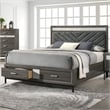 Furniture of America Kindering Fabric 2-Drawer King Bed with Metal Leg in Gray