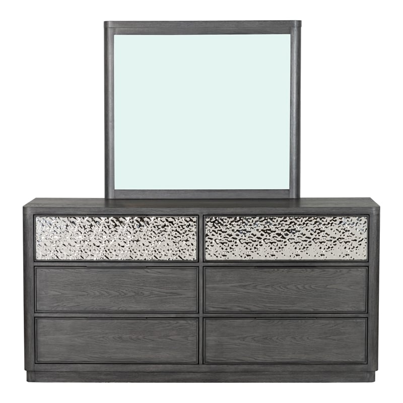 Furniture of America Selyra Solid Wood 2-Piece Dresser with Mirror in Gray