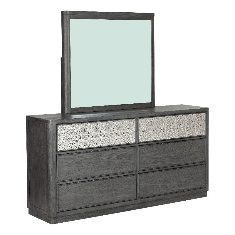 Furniture of America Selyra Solid Wood 2-Piece Dresser with Mirror in Gray