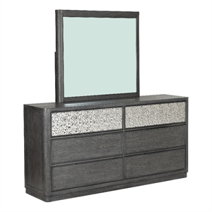 Furniture of America Selyra Solid Wood 2-Piece Dresser with Mirror in Gray