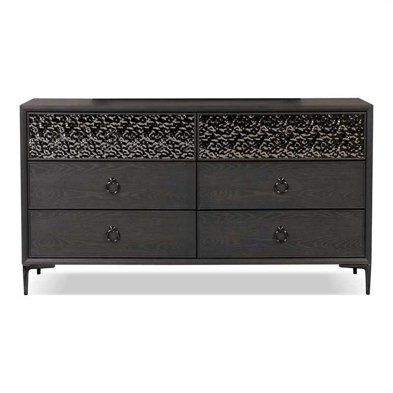 Furniture of America Glint Solid Wood Dovetail 6-Drawer Dresser in Espresso