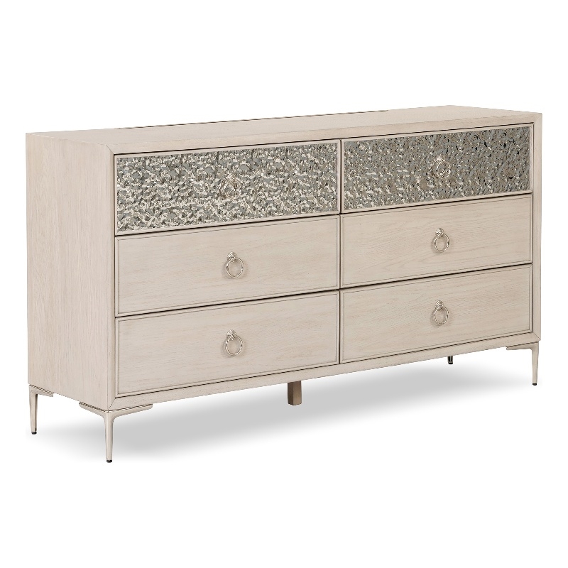 Furniture of America Glint Solid Wood Dovetail 6-Drawer Dresser in Oak