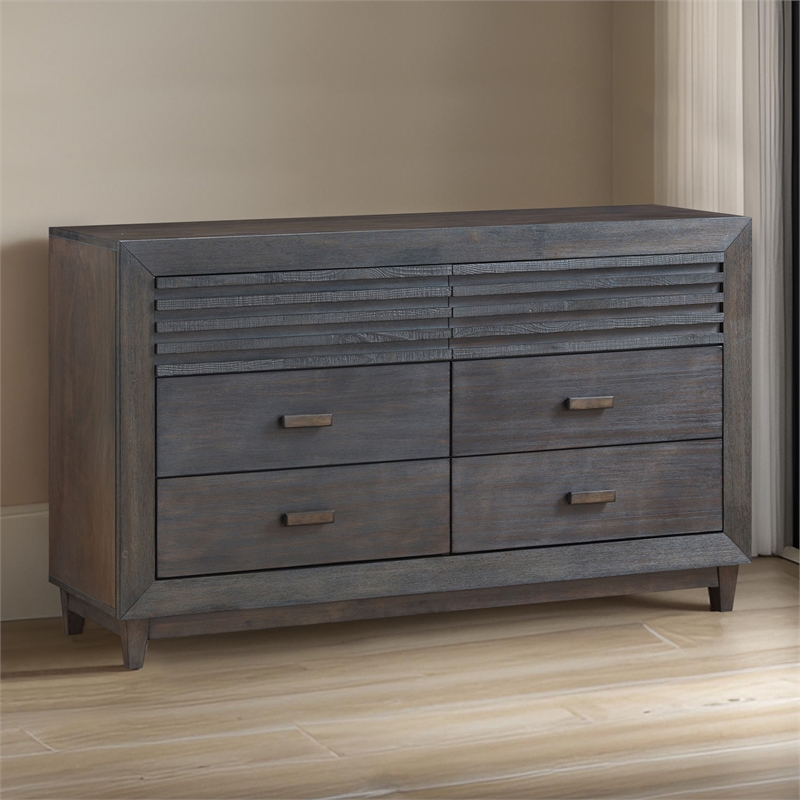 Furniture of America Waito Solid Wood 6-Drawer Dresser in Brown