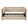 Furniture of America Neva Fabric Upholstered Tufted Daybed in Oak