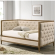 Furniture of America Neva Fabric Upholstered Tufted Daybed in Oak