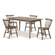 Furniture of America Worlow Solid Wood 5-Piece Dining Table Set in Walnut