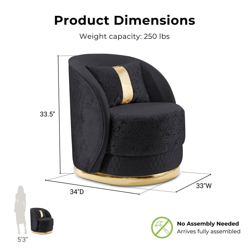 Furniture of America Afra Fabric Soft Curved Track Arms Swivel Chair in Black