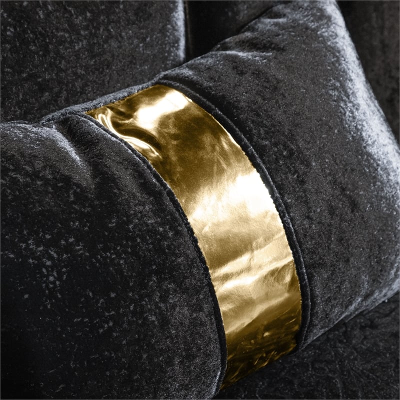 Furniture of America Afra Fabric Soft Curved Track Arms Swivel Chair in Black