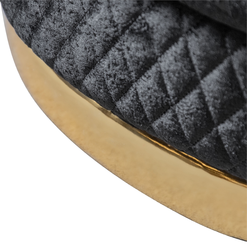 Furniture of America Afra Fabric Soft Curved Track Arms Swivel Chair in Black