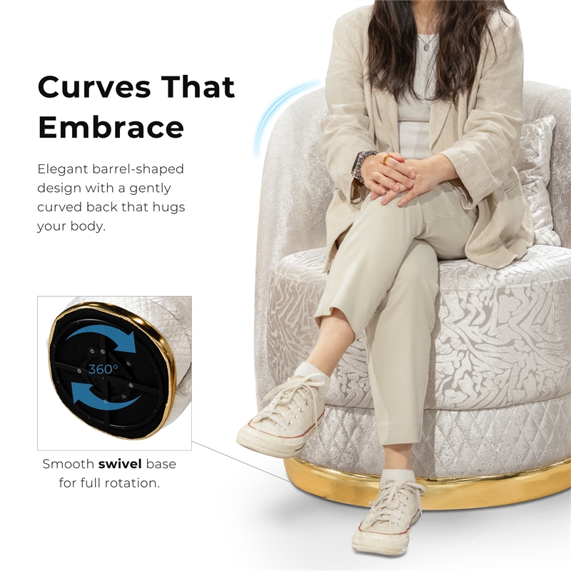 Furniture of America Afra Fabric Soft Curved Track Arms Swivel Chair in Black