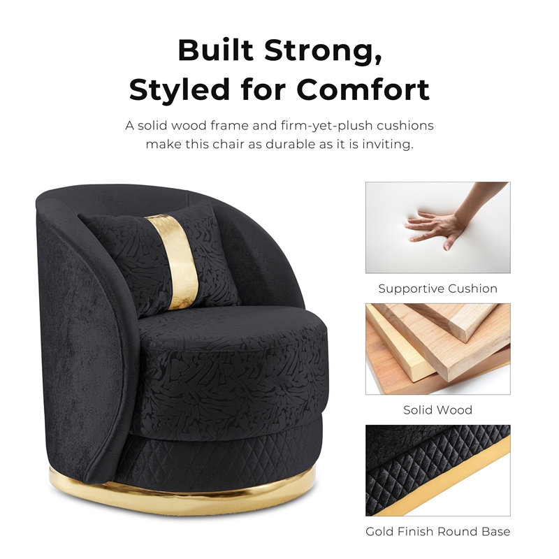 Furniture of America Afra Fabric Soft Curved Track Arms Swivel Chair in Black