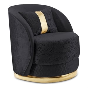 Furniture of America Afra Fabric Soft Curved Track Arms Swivel Chair in Black