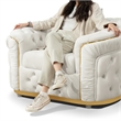 Furniture of America Elbrook Fabric Slope Curved Arm Swivel Chair in Beige