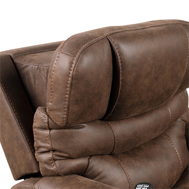 Furniture of America Leafstorm Faux Leather Dual Motor Power Walnut Lift Chair