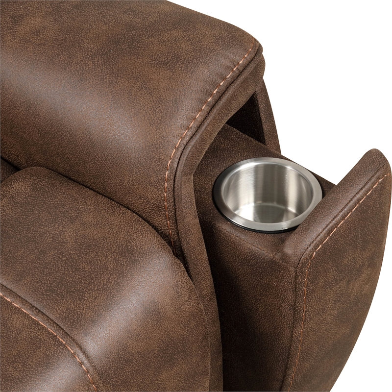 Furniture of America Leafstorm Faux Leather Dual Motor Power Walnut Lift Chair