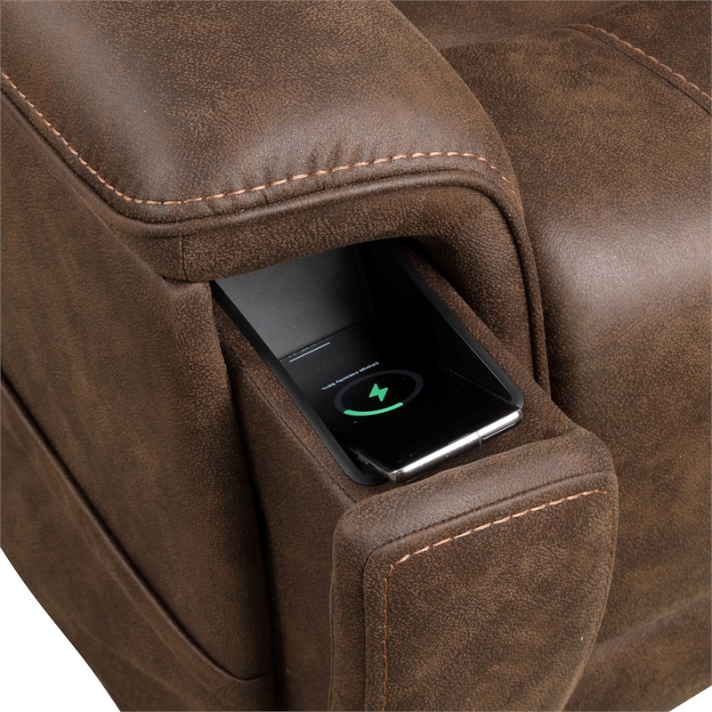 Furniture of America Leafstorm Faux Leather Dual Motor Power Walnut Lift Chair