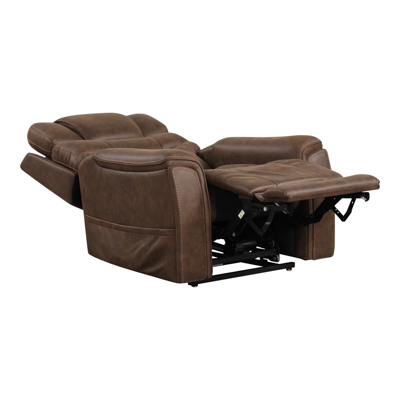 Furniture of America Leafstorm Faux Leather Dual Motor Power Walnut Lift Chair
