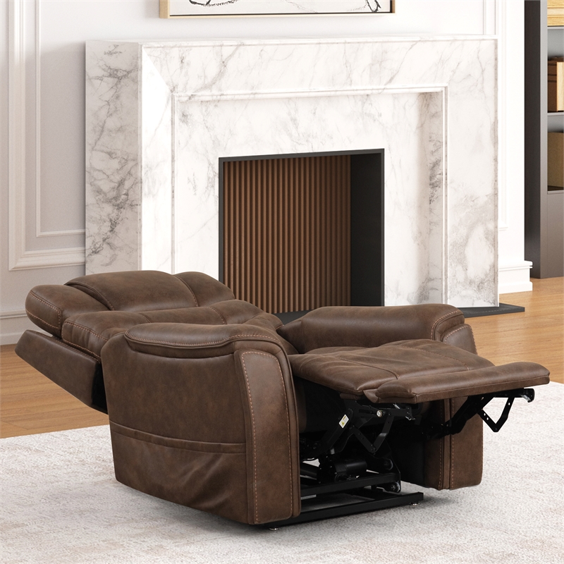 Furniture of America Leafstorm Faux Leather Dual Motor Power Walnut Lift Chair