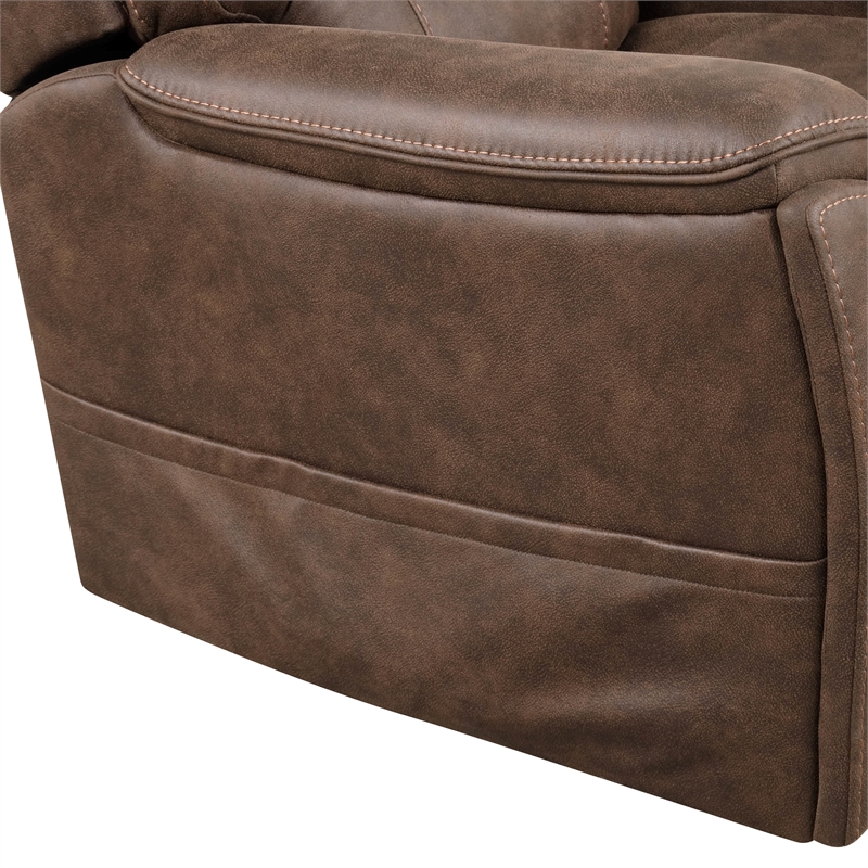 Furniture of America Leafstorm Faux Leather Dual Motor Power Walnut Lift Chair