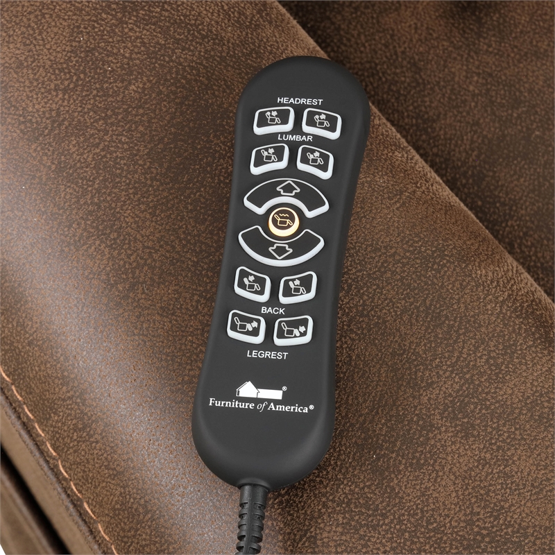 Furniture of America Leafstorm Faux Leather Dual Motor Power Walnut Lift Chair