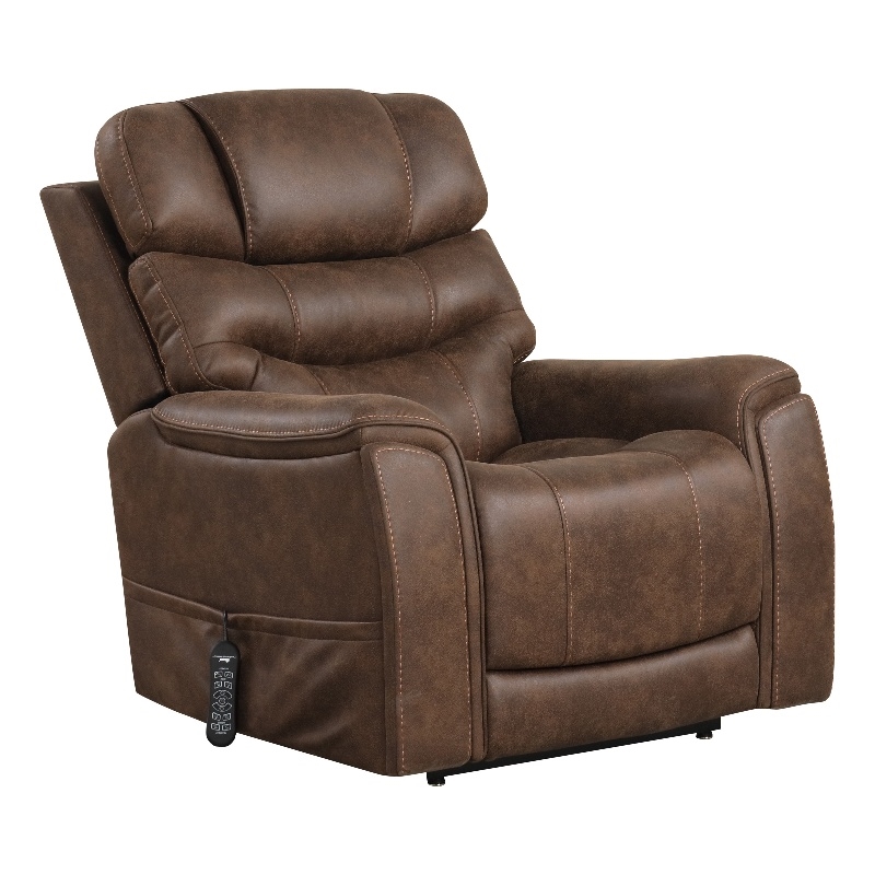 Furniture of America Leafstorm Faux Leather Dual Motor Power Walnut Lift Chair