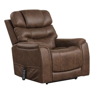 Furniture of America Leafstorm Faux Leather Dual Motor Power Walnut Lift Chair