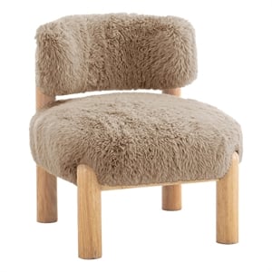 Furniture of America Out Fur-like Fabric and Wood Accent Chair in Brown