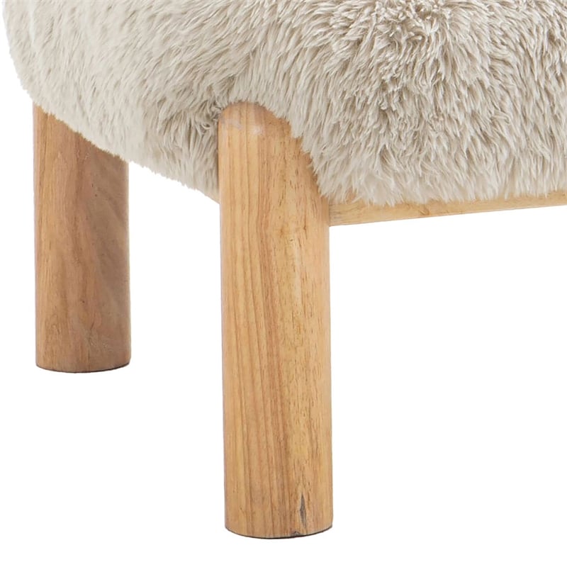 Furniture of America Out Fur-like Fabric and Wood Accent Chair in Taupe