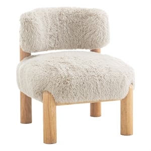 Furniture of America Out Fur-like Fabric and Wood Accent Chair in Taupe
