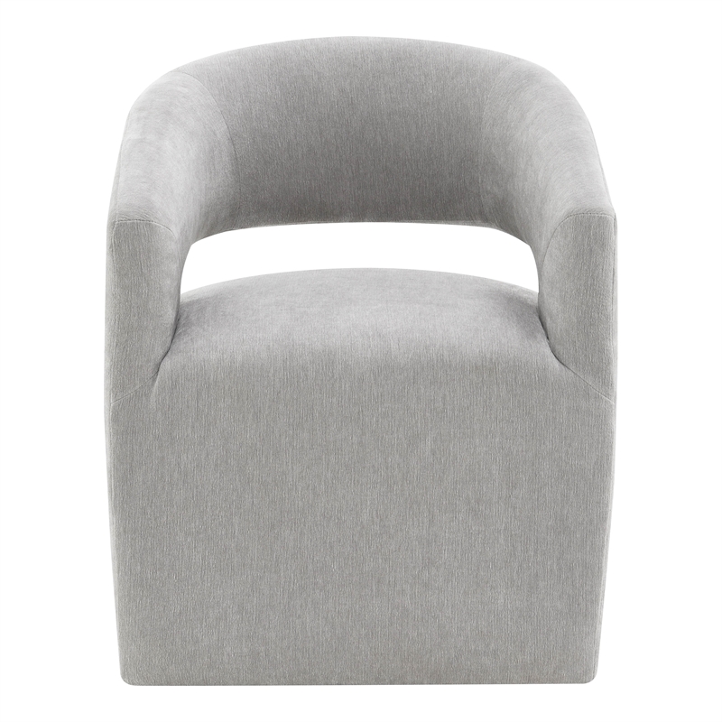 Furniture of America Arina Fabric Dining Chair with Casters in Light Gray