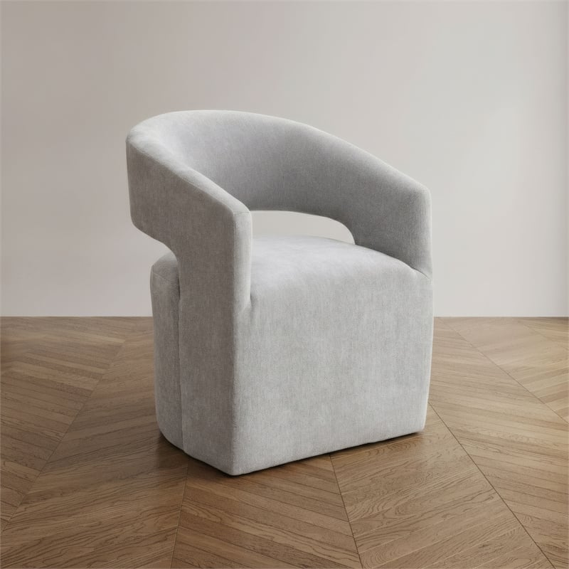 Furniture of America Arina Fabric Dining Chair with Casters in Light Gray