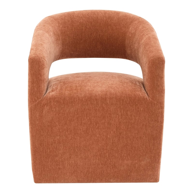 Furniture of America Arina Fabric Dining Chair with Casters in Orange